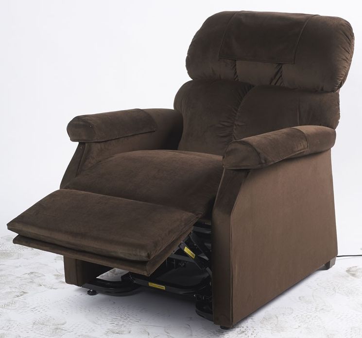 Fauteuil releveur 1 moteur Confort  grande taille - Finition Velours "Soft Touch"  - Marron