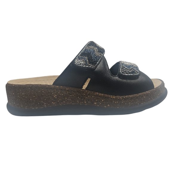 Mule femme - Noir avec perles - H1839 - Hergos