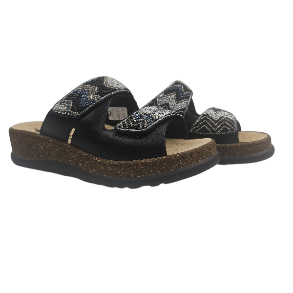 Mule femme - Noir avec perles - H1839 - Hergos