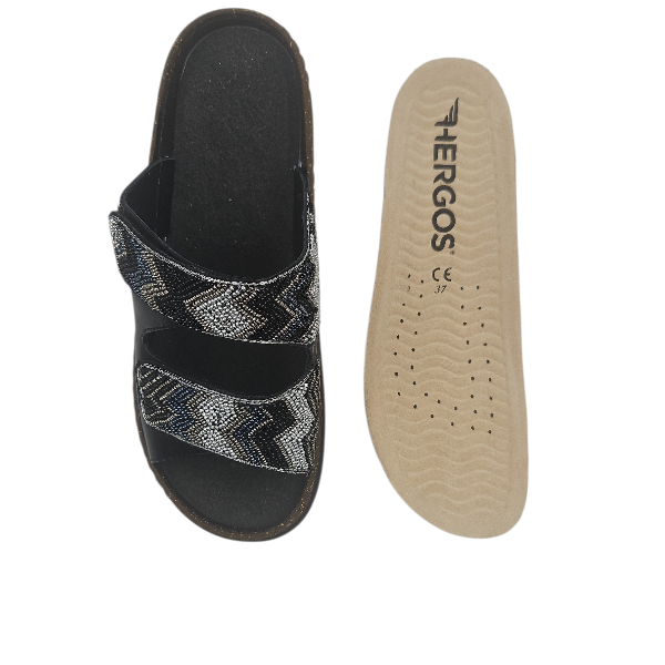 Mule femme - Noir avec perles - H1839 - Hergos