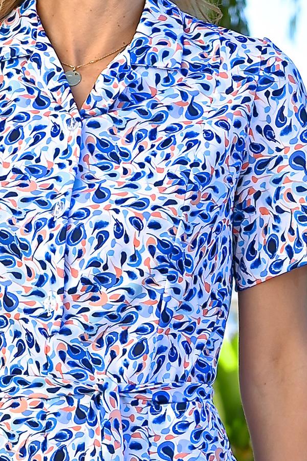 Robe 3 boutons - Bleu - Sarah