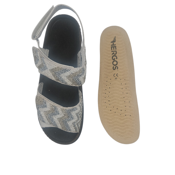 Sandale femme - Blanc avec perles - H1840 - Hergos